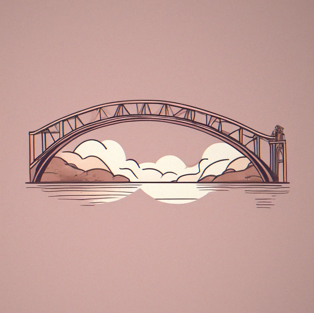 Mellowbridge logo shoowing a bridge — it's meant to symbolize connection and calm