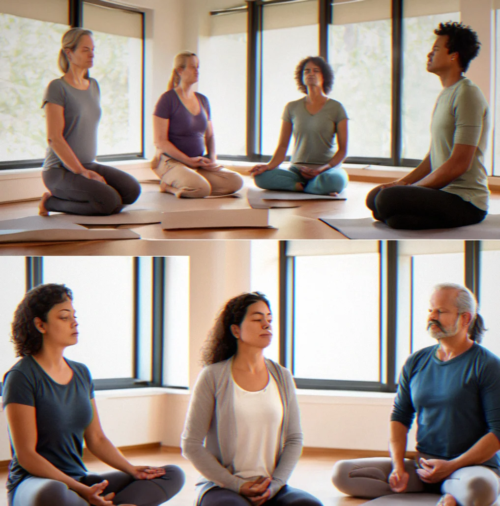 Person standing with eyes closed and one hand on chest during a somatic awareness practice, demonstrating vagal activation
